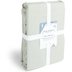 Drap housse 90x190cm 100% coton vert céladon
