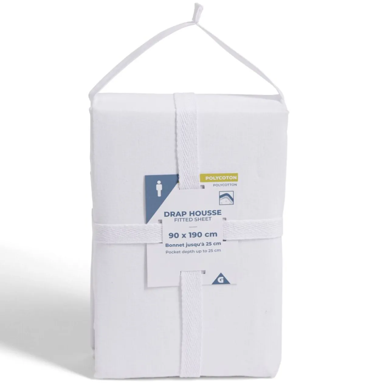 Drap housse 90x190cm polycoton blanc