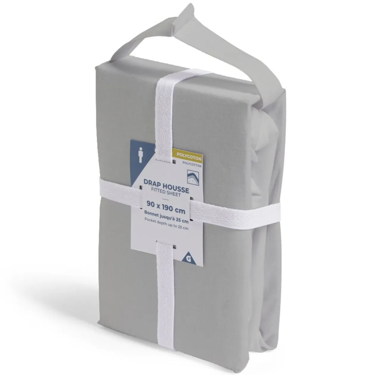 Drap housse 90x190cm polycoton gris