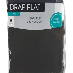Drap plat 1 personne gris foncé