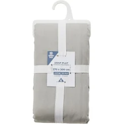 Drap plat gris clair en coton 270X300 cm