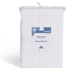 Drap plat 240x300cm 100% coton blanc