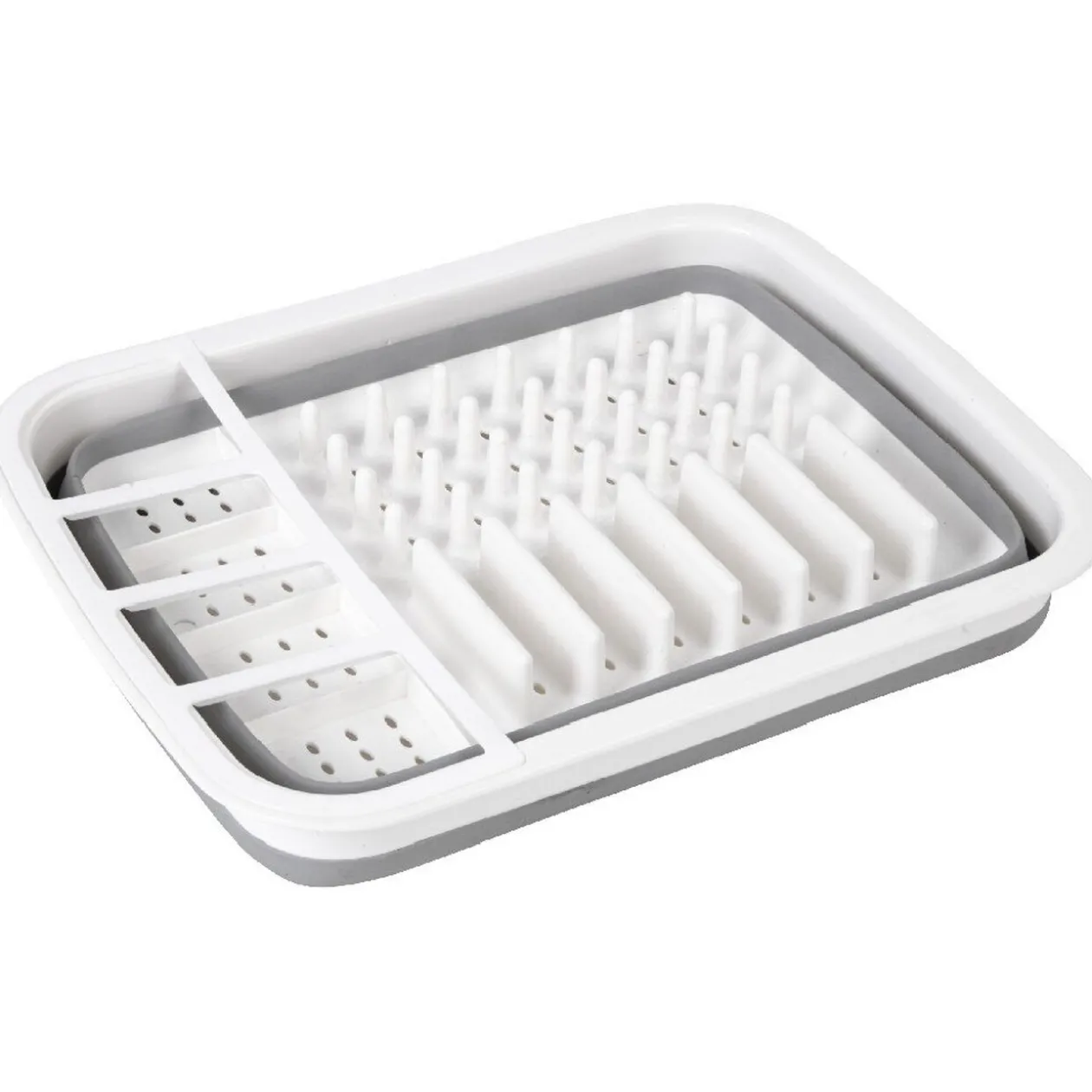 Egouttoir à vaisselle rétractable blanc gris