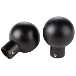 Embout boule noire mate pour tringle à rideau x2