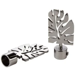 Embout feuille argentée pour tringle à rideau x2