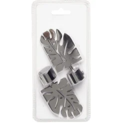Embout feuille argentée pour tringle à rideau x2