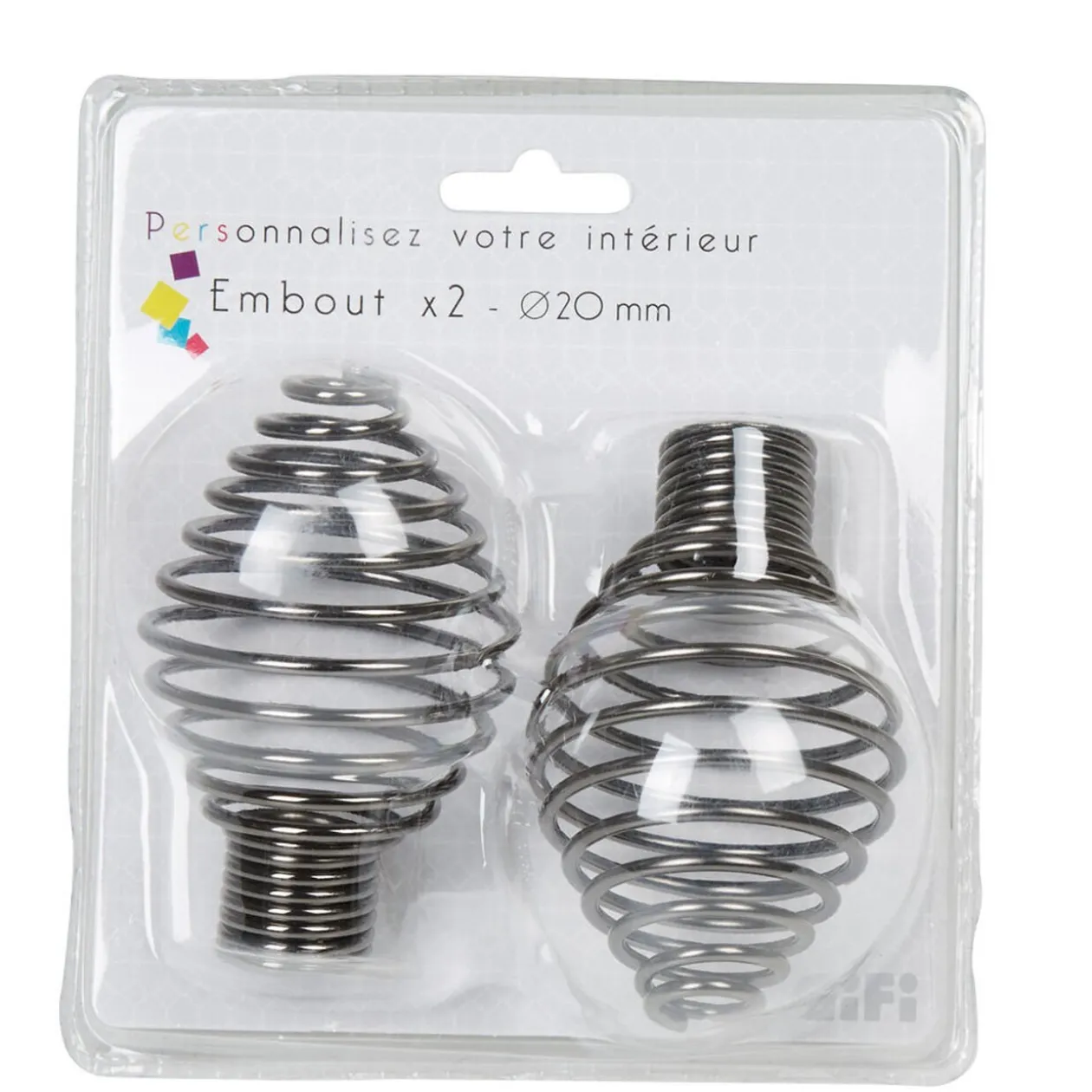 Embout pour tringle ø20 mm forme spirale nickel x2