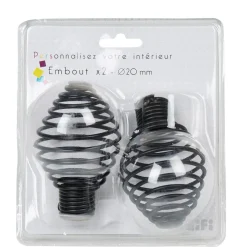 Embout pour tringle ø20 mm forme spirale noir x2