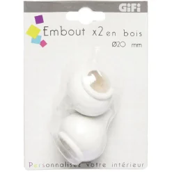 Embout pour tringle à rideaux x2 blanc bois