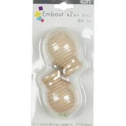 Embout pour tringle à rideaux x2 naturel bois