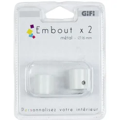 Embout pour tringle à rideaux x2 blanc aluminium