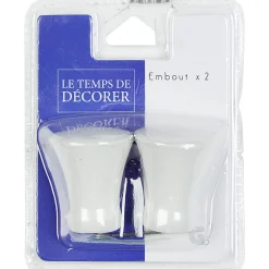 Embout pour tringle à rideaux x2 blanc aluminium