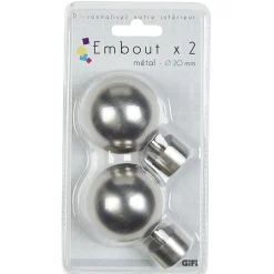 Embout pour tringle à rideaux x2 couleur métal nickel