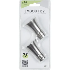 Embout pour tringle à rideaux x2 couleur métal nickel