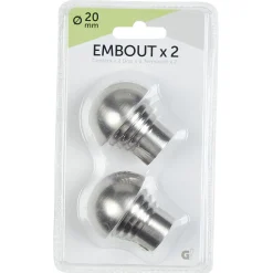 Embout pour tringle à rideaux x2 couleur métal nickel