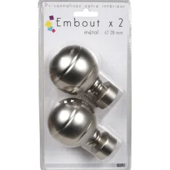 Embout pour tringle à rideaux x2 couleur métal nickel
