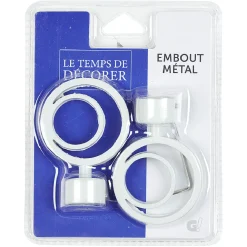 Embout pour tringle à rideaux x2 blanc aluminium