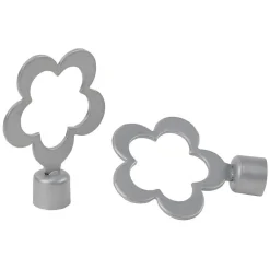 Embout tringle à rideau Ø16 mm métal forme fleur gris mat x2