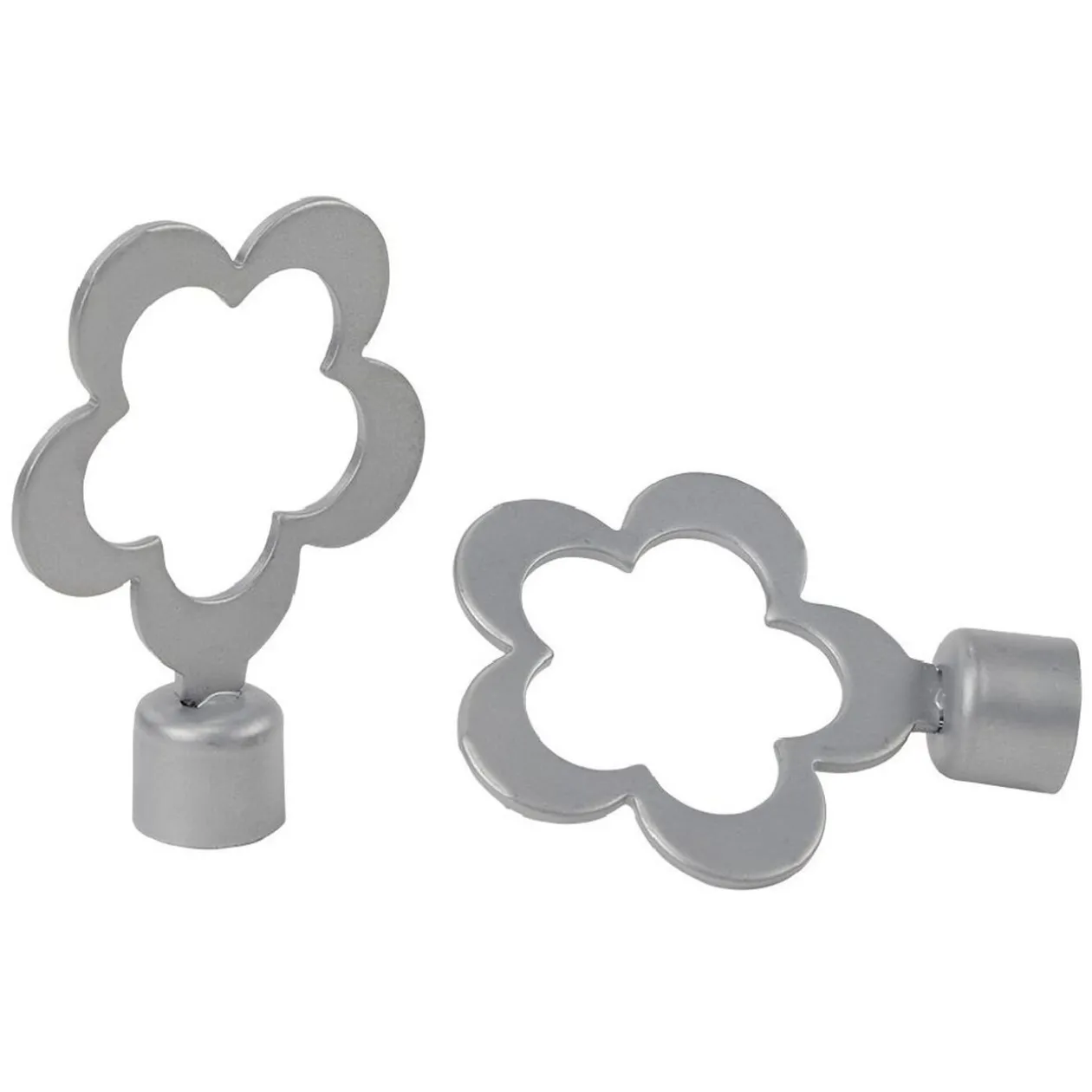 Embout tringle à rideau Ø16 mm métal forme fleur gris mat x2