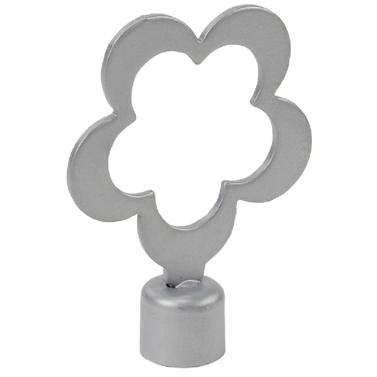 Embout tringle à rideau Ø16 mm métal forme fleur gris mat x2