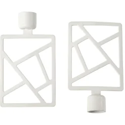 Embout tringle à rideau Ø16 mm métal forme géométrique blanc x2