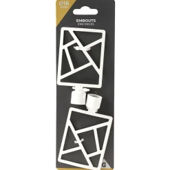 Embout tringle à rideau Ø16 mm métal forme géométrique blanc x2