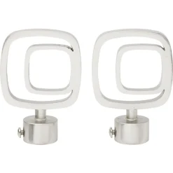 Embout tringle à rideau Ø20mm carré ajouré aluminium brossé x2
