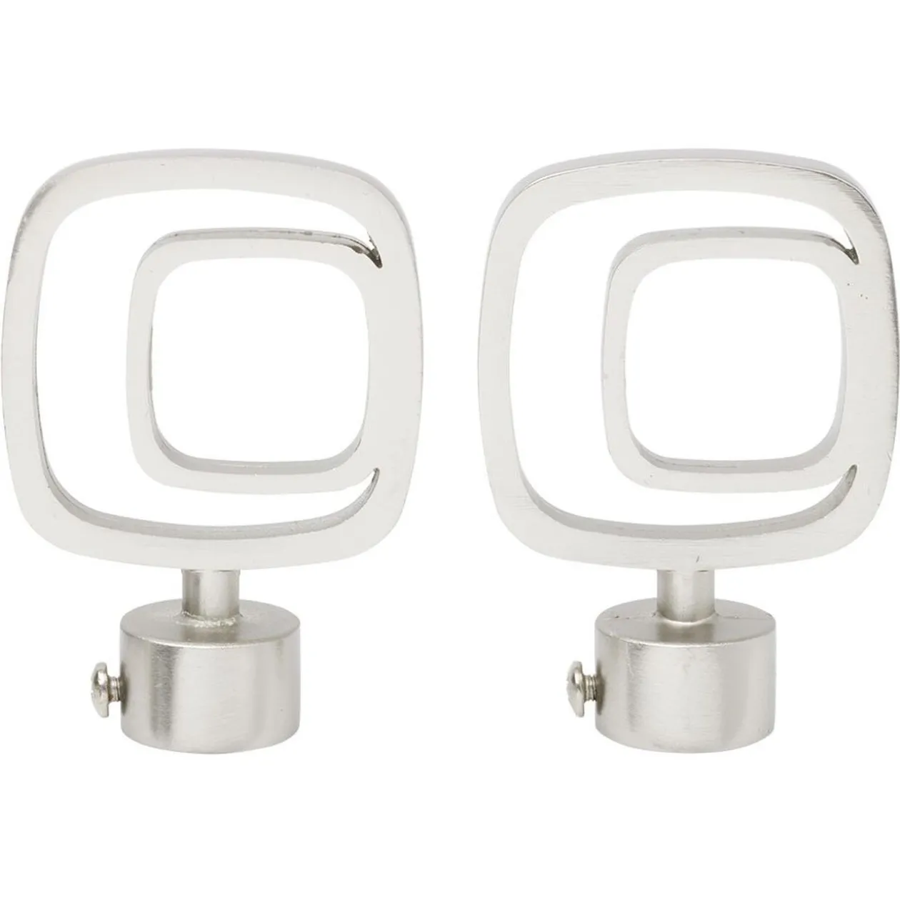 Embout tringle à rideau Ø20mm carré ajouré aluminium brossé x2