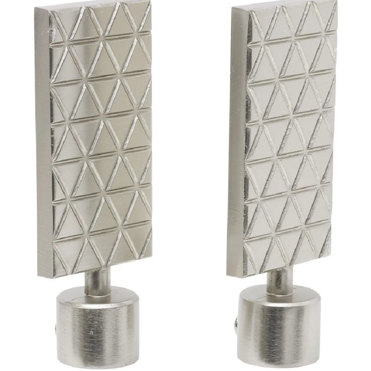 Embout tringle à rideau Ø20mm gravure géométrique aluminium brossé x2