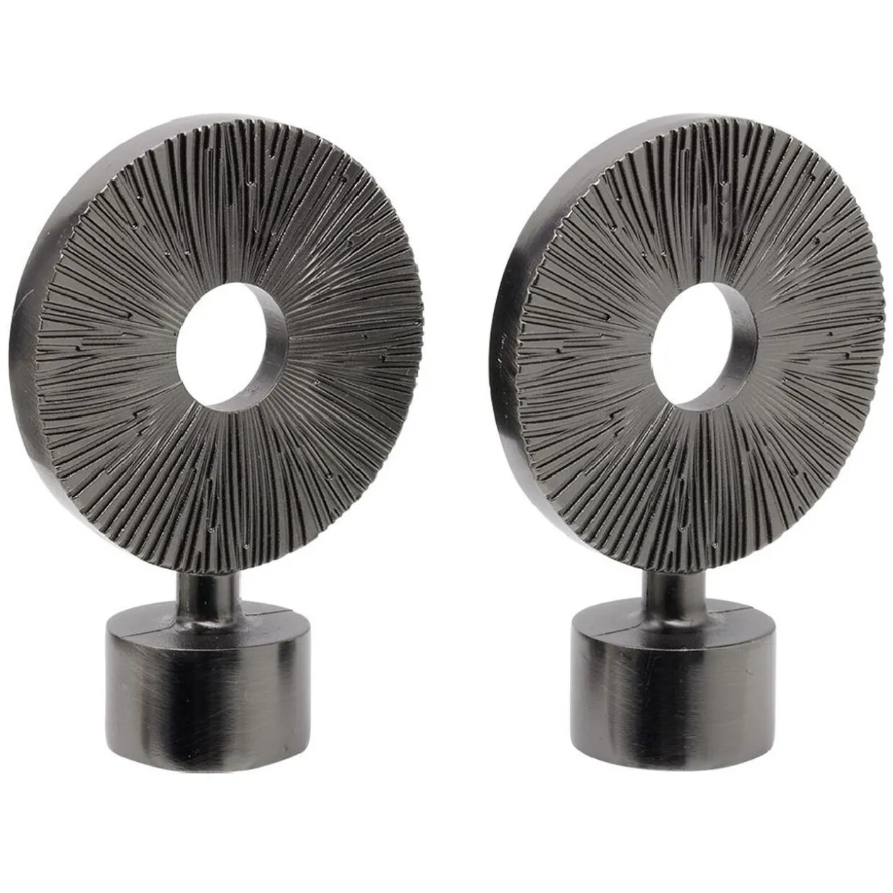 Embout tringle à rideau Ø20mm rond strié ajouré aluminium x2