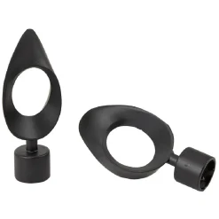 Embout tringle à rideau Ø20mm métal forme ovale noir mat x2