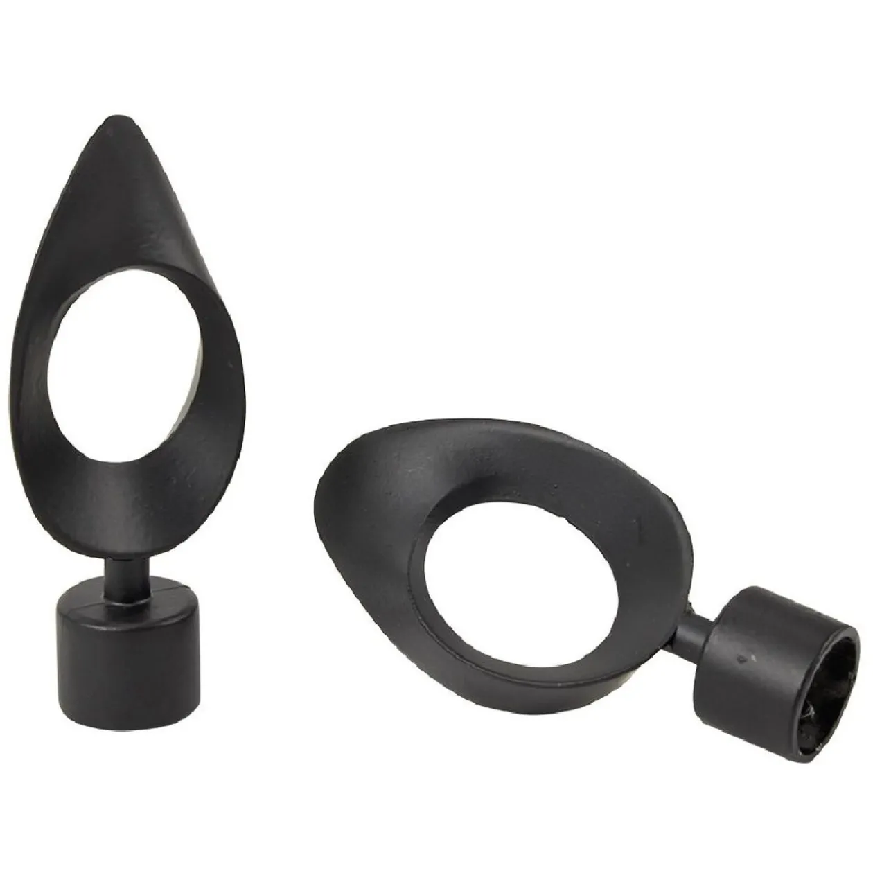 Embout tringle à rideau Ø20mm métal forme ovale noir mat x2