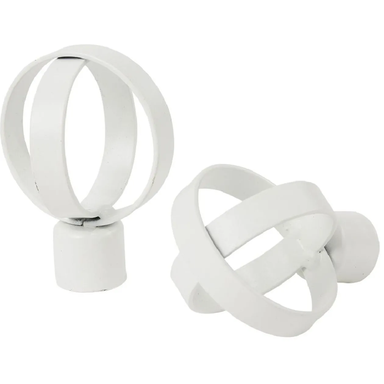 Embout tringle à rideau Ø20mm métal forme anneau blanc mat x2