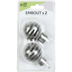 Embout x2 forme boule métal argenté