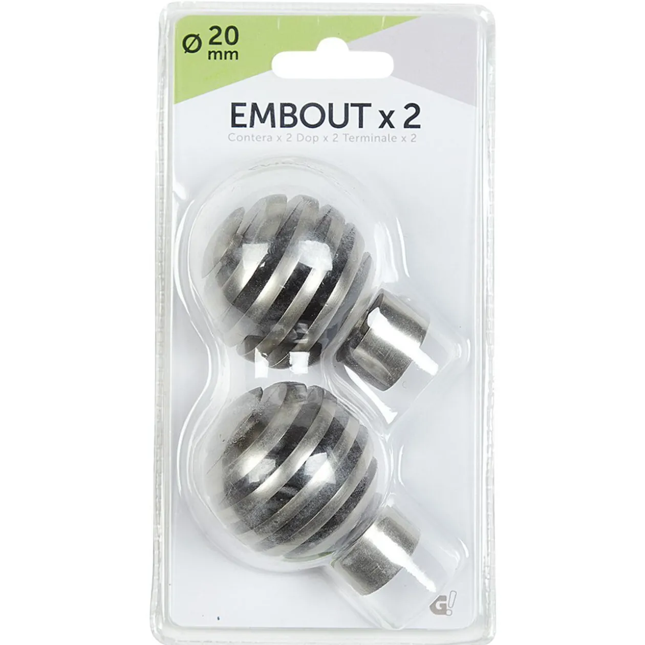 Embout x2 forme boule métal argenté