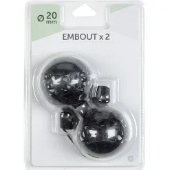 Embout x2 forme boule métal noir brillant