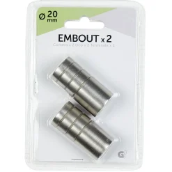 Embout x2 forme cylindre métal argenté