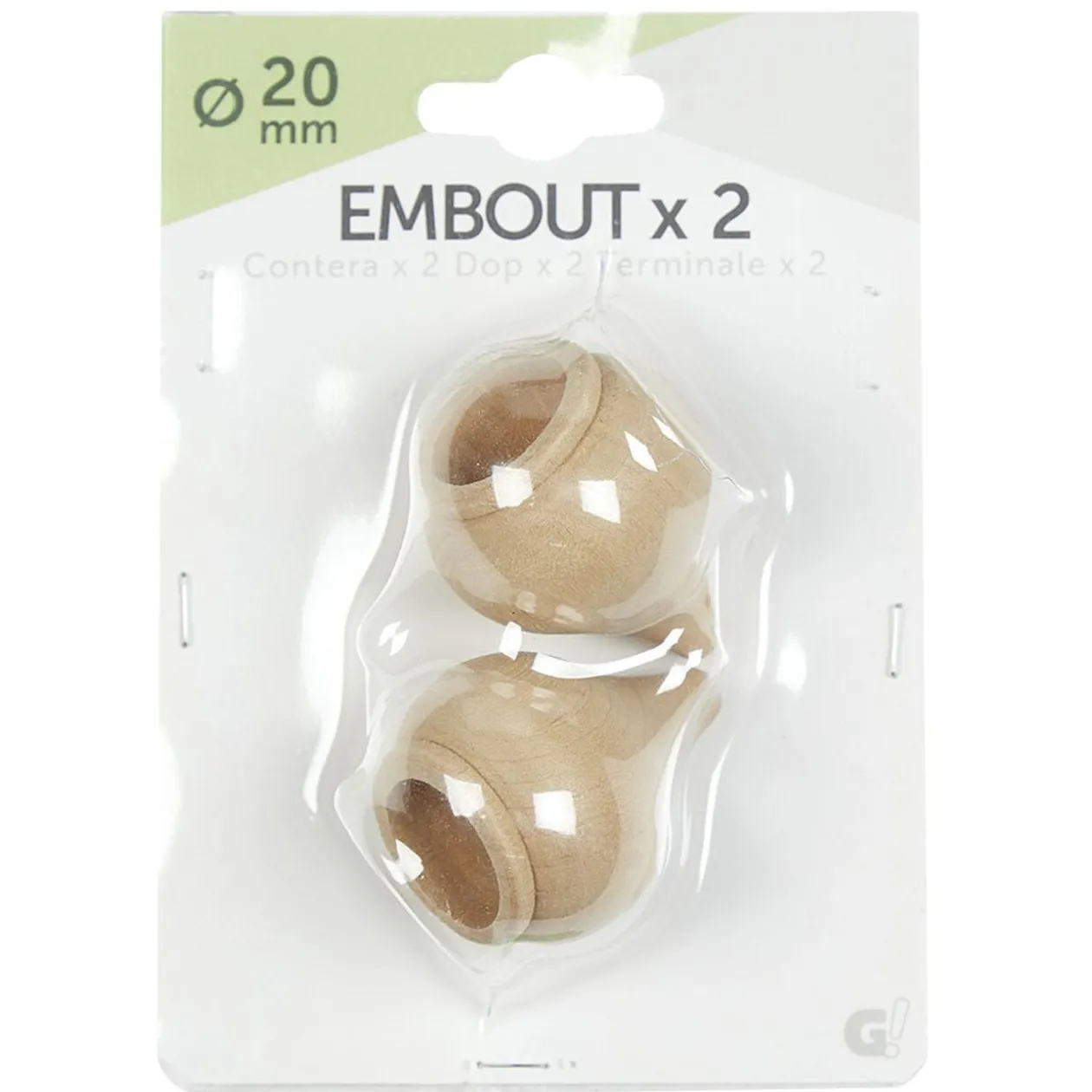 Embout x2 forme dôme bois couleur naturel