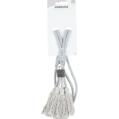 Embrasse coton rond métal et pompon gris