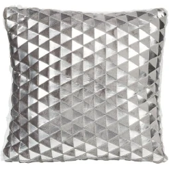 Ensemble coussin et plaid gris argenté blanc