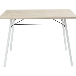 Ensemble repas Yvana 4 places mdf naturel pieds métal blanc