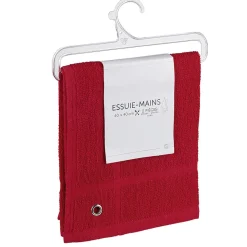 Essuie main carré 40x40 cm uni rouge x2
