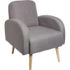 Fauteuil avec accoudoir gris et pied naturel