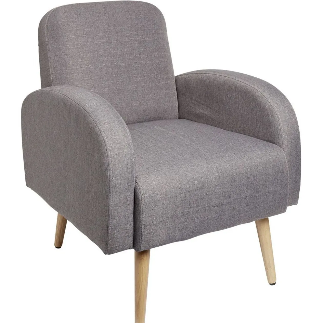 Fauteuil avec accoudoir gris et pied naturel