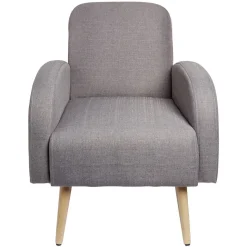 Fauteuil avec accoudoir gris et pied naturel