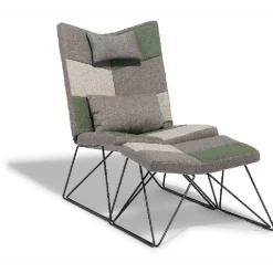 Fauteuil avec repose-pieds Isaac patchwork