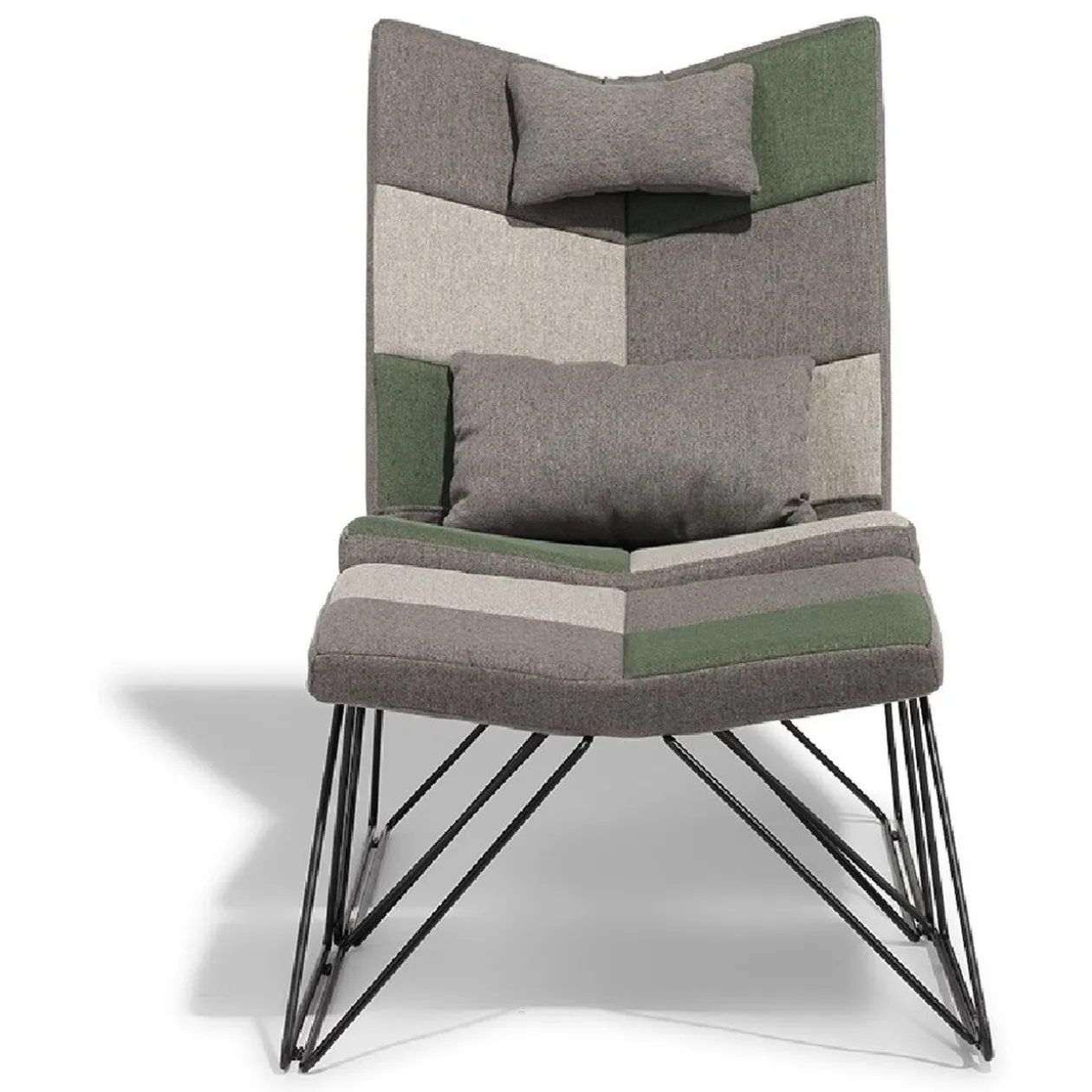 Fauteuil avec repose-pieds Isaac patchwork