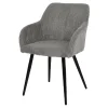 Fauteuil Celia bois et polyester côtelé gris