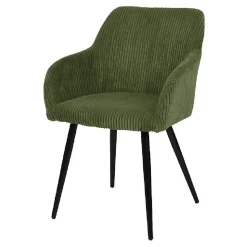 Fauteuil Celia bois et polyester côtelé vert