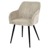 Fauteuil Celia bois et polyester côtelé beige